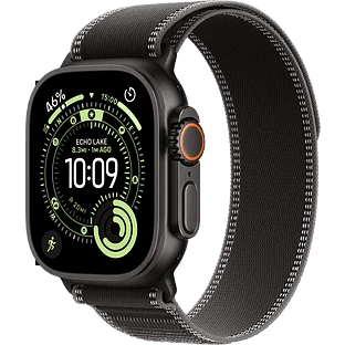 Apple Watch Ultra 3, GPS + Cellular, 49mm, Black Titanium Case with Black/Charcoal Trail Loop - S/M