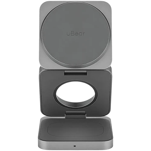 Беспроводное зарядное устройство uBear Balance Ultra, 3-в-1, с поддержкой MagSafe, Qi2, серый космос