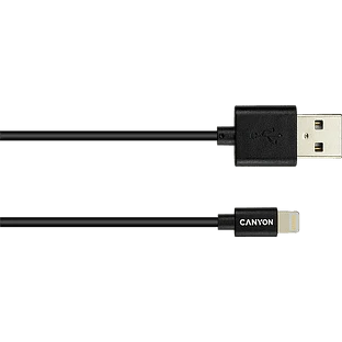 Кабель Canyon USB-A - Lightning MFI, 1м, Черный