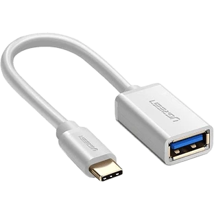 Переходник UGREEN US154-30702  Type C (M) to USB-A 3.0 (F)  5 Gb/s пластиковый с проводом 15см, Whit