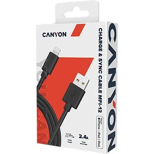 Кабель Canyon USB-A - Lightning MFI, 2м, Черный