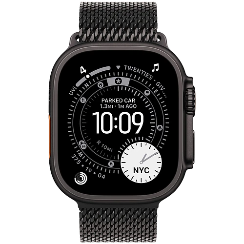 Apple Watch Ultra 3, GPS + Cellular, 49mm, Black Titanium Case with Black Titanium Milanese Loop - L