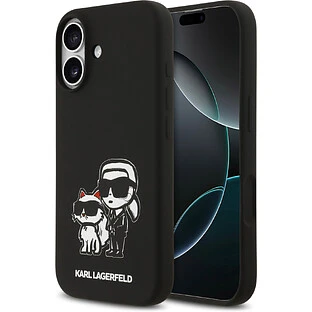Чехол KARL LAGERFELD для iPhone 17 Liquid Silicone Sketch Karl & Choupette Hard Black (MagSafe)
