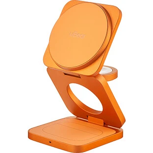 Беспроводное зарядное устройство uBear Balance Slim, 3-в-1, с поддержкой MagSafe, Qi2.2, цвет: космический оранжевый