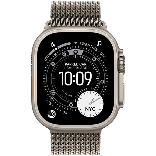 Apple Watch Ultra 3, GPS + Cellular, 49mm, Natural Titanium Case with Natural Titanium Milanese Loop - M