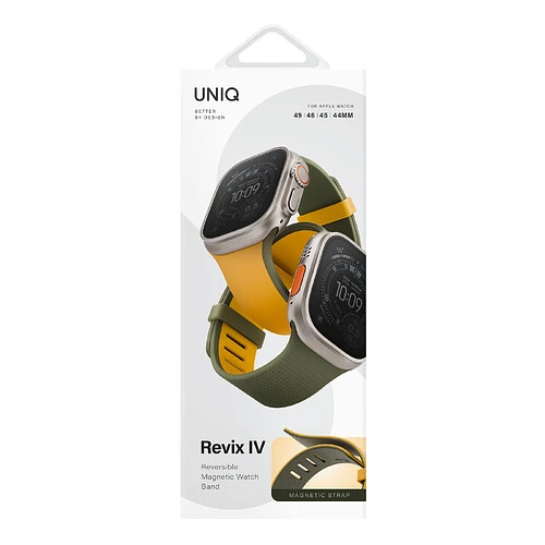 Ремешок Uniq для Apple Watch 49/46/45/44 mm Revix IV Canary Yellow/Deep Forrest