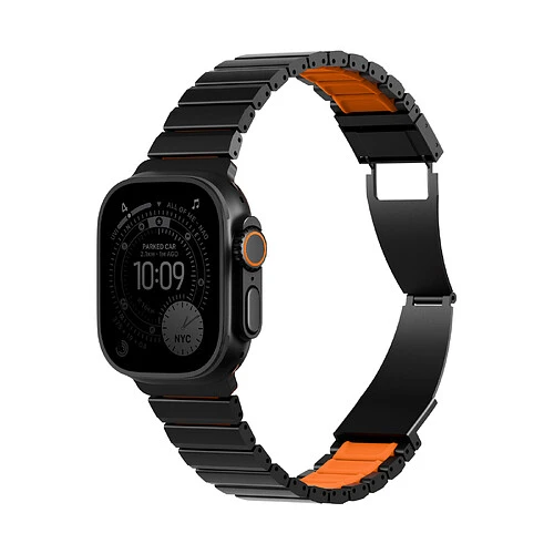 Uniq для Apple Watch 49/46/45/44 mm ремешок Strova Flex Steel Band Black/Volt Orange