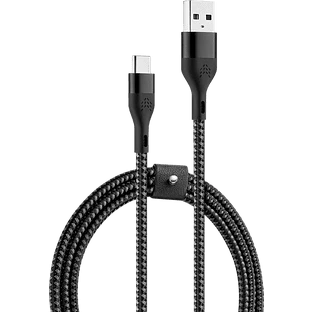 Зарядный кабель Rocket Urban USB-A/USB-C, 1м, нейлоновая оплётка, цвет: чёрно-серый