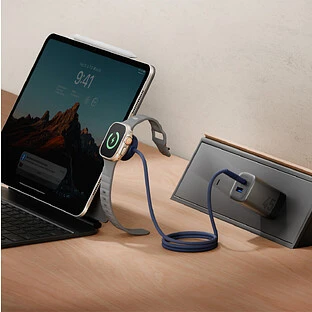 Кабель зарядный EnergEA Кабель FLOW Duo Watch USB-C to USB-C + Apple Watch, черный