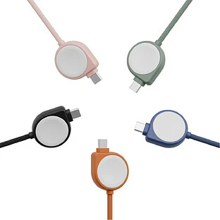 Кабель зарядный EnergEA Кабель FLOW Duo Watch USB-C to USB-C + Apple Watch, синий