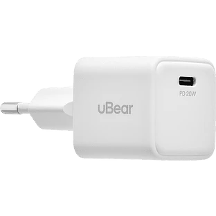 Cетевое зарядное устройство uBear Bridge USB-C, 20 Вт, GaN, белый
