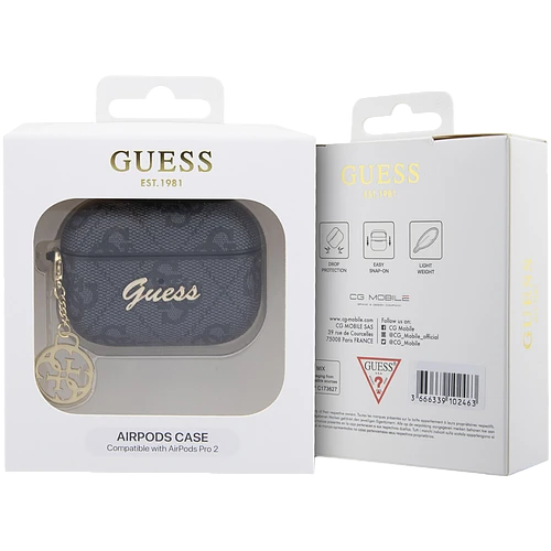 Guess для Airpods Pro 2 чехол PU leather 4G with metal logo and Charm Black