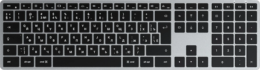 Беспроводная клавиатура Satechi Slim X3 Bluetooth Keyboard. Раскладка - Русская. Цвет: серый космос