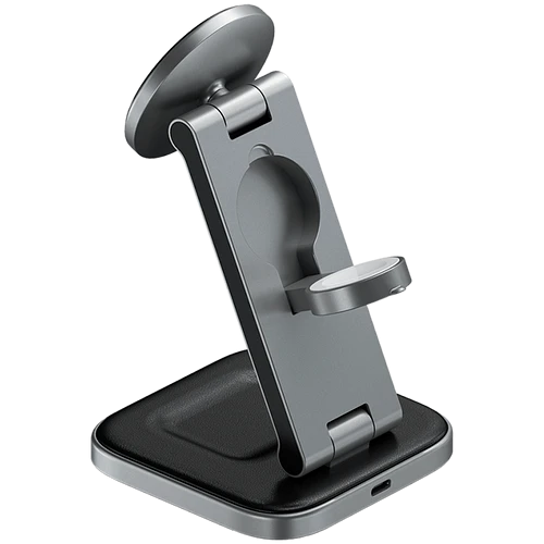 Беспроводное зарядное устройство-подставка Satechi 3-in-1 Foldable Qi2 Wireless Charging Stand