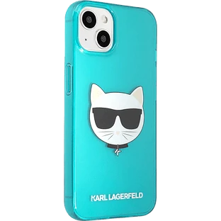 Чехол Lagerfeld для iPhone 13 mini TPU FLUO Choupette Hard Transp Blue