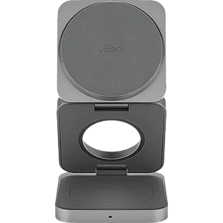 Беспроводное зарядное устройство uBear Balance Ultra, 3-в-1, с поддержкой MagSafe, Qi2, серый космос