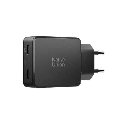POCKET GAN CHARGER 65W, сетевое зарядное устройство 65W,  разъёмы 2xUSB-C. Цвет: чёрный