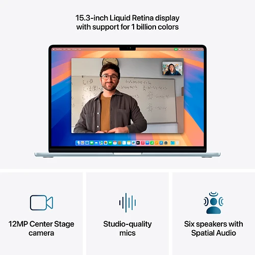 MacBook Air 15.3" M4 (10C CPU/10C GPU), 16GB, 512GB, Небесно-голубой