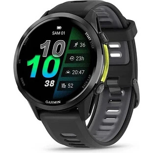 Умные часы Garmin Forerunner 970, Carbon Grey DLC Titanium with Black Case and Black/Translucent Whitestone Band
