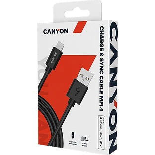 Кабель Canyon USB-A - Lightning MFI, 1м, Черный