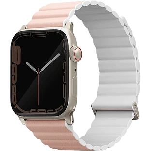 Uniq для Apple Watch 49/45/44/42 mm ремешок Revix Premium Ed. Leather/Silicone Blush Pink/White