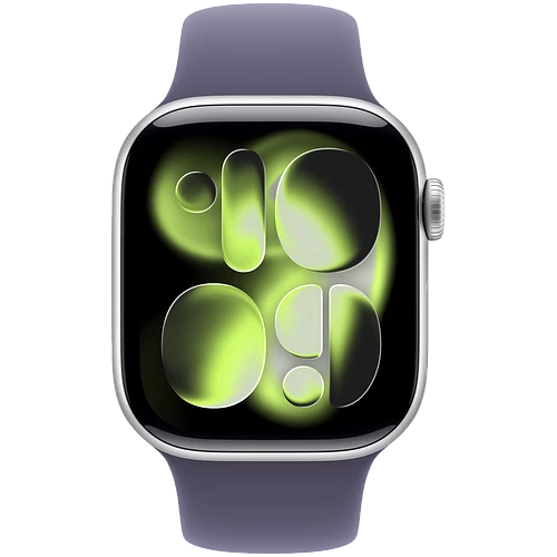 Apple Watch Series 11, GPS, 46mm, Silver Aluminium Case with Purple Fog Sport Band - S/M