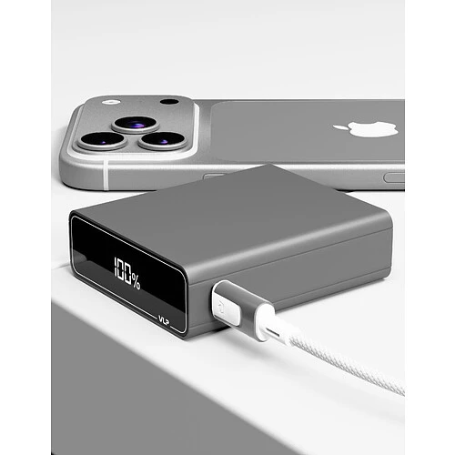 Аккумулятор внешний VLP B-Energy 10000mAh 30W, USB-C+USB-A, Стальной серый