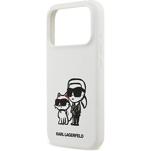 Чехол KARL LAGERFELD для iPhone 17 Pro Max Liquid Silicone Sketch Karl & Choupette Hard White (MagSafe)