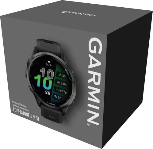 Умные часы Garmin Forerunner 970, Carbon Grey DLC Titanium with Black Case and Black/Translucent Whitestone Band