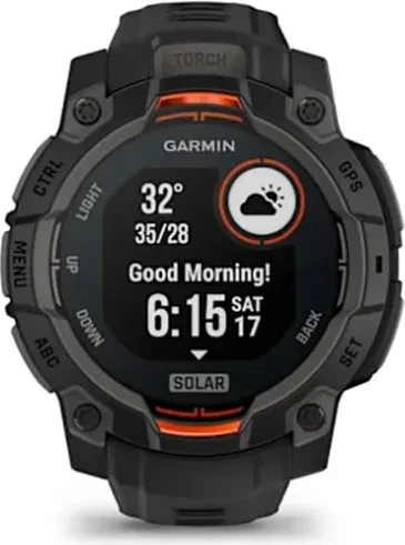Умные часы Garmin Instinct 3, 45 мм, Solar Black with Black Silicone Band
