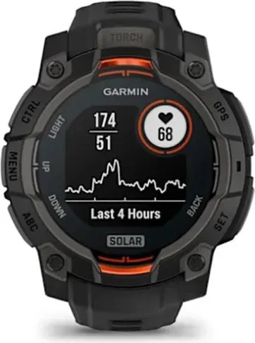 Умные часы Garmin Instinct 3, 45 мм, Solar Black with Black Silicone Band