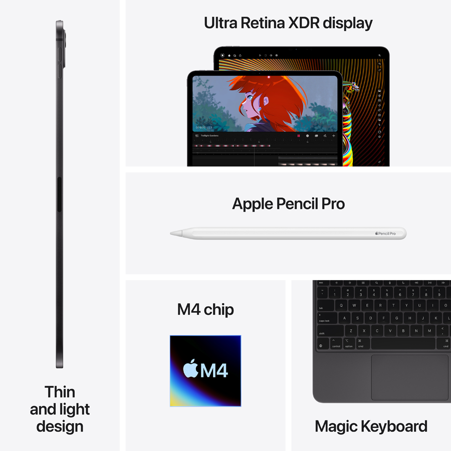 iPad Pro 11 M4, 1 ТБ Wi-Fi Нанотекстурное стекло 2024, Серебристый
